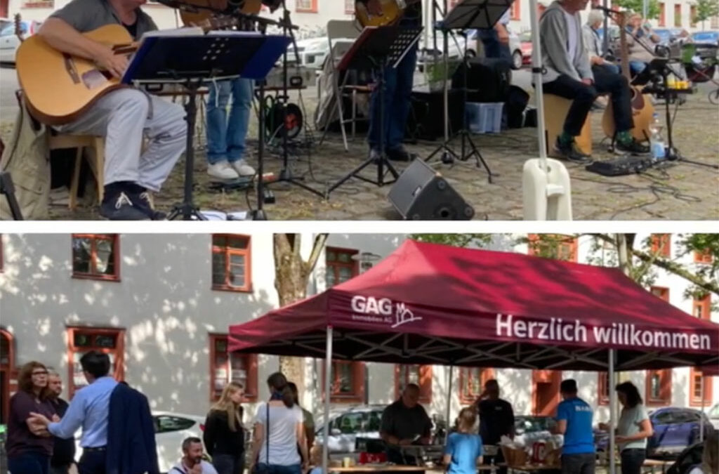 Nach·barschafts·fest im Zentrum der Nau·mann·siedlung in Riehl