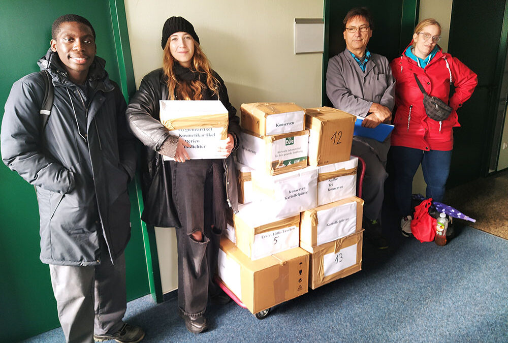 Fahrt zum Rathaus nach Hürth – Transport von Hilfsgütern für die Ukraine